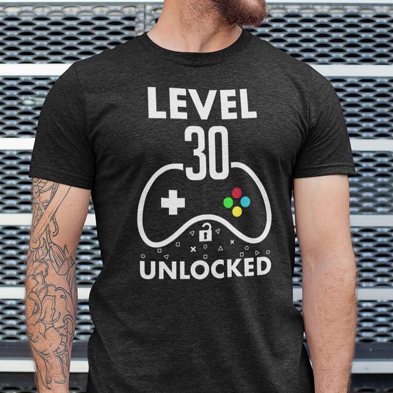 Level-30-Unlocked-30th-Birthday-Gaming-Shirt